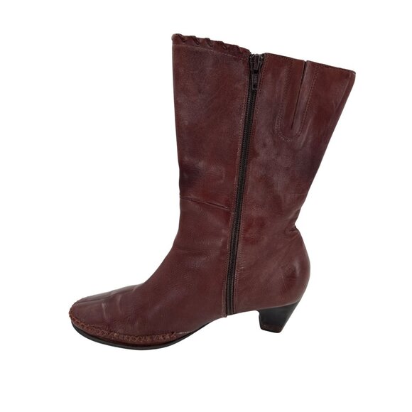 Pikolinos Brown Leather Mid-Calf Boots With Side Zip & Braided detail 10.5 (41) - Picture 4 of 12
